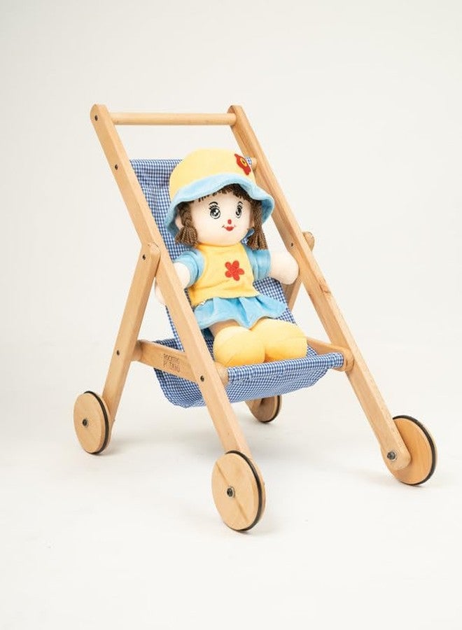 Rocking Potato Wooden Doll Stroller with Fabric Seat - Classic Toy Pram - Pretend Play Pushchair for Kids - Durable & Safe Design - Image 4